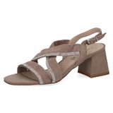 Caprice Dames Sandaaltje 9-28300-42 326 G-breedte Maat: 38 EU Bruin Leer/Textiel Blokhak