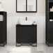 vidaXL - Meuble sous lavabo - pour - la - salle de bain - Noir - Chêne - 60 - x - 35 - x - 60 - cm