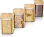 Arendo Pots de stockage, Set de 4 avec couvercle en bambou, 1,2 litre