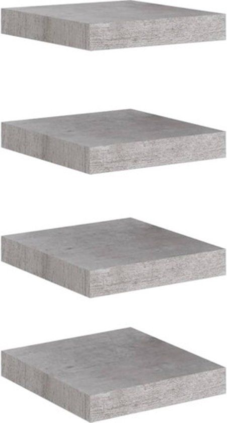vidaXL Wandschappen 4 st zwevend 23x23,5x3,8 cm MDF betongrijs