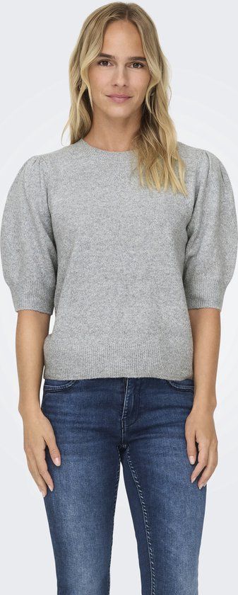 ONLY Light Grey Melange Knitted Pullover with Short Sleeves