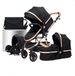 Corvance B.V. Poussette - Poussette - Poussette 3 en 1 - Pliable - Poussette - Poussette haute pour bébé - pour nouveau-nés - Noir avec Or