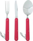 Ferrino Bestekset Cutlery Clip 15 Cm Zilver/rood 3-delig