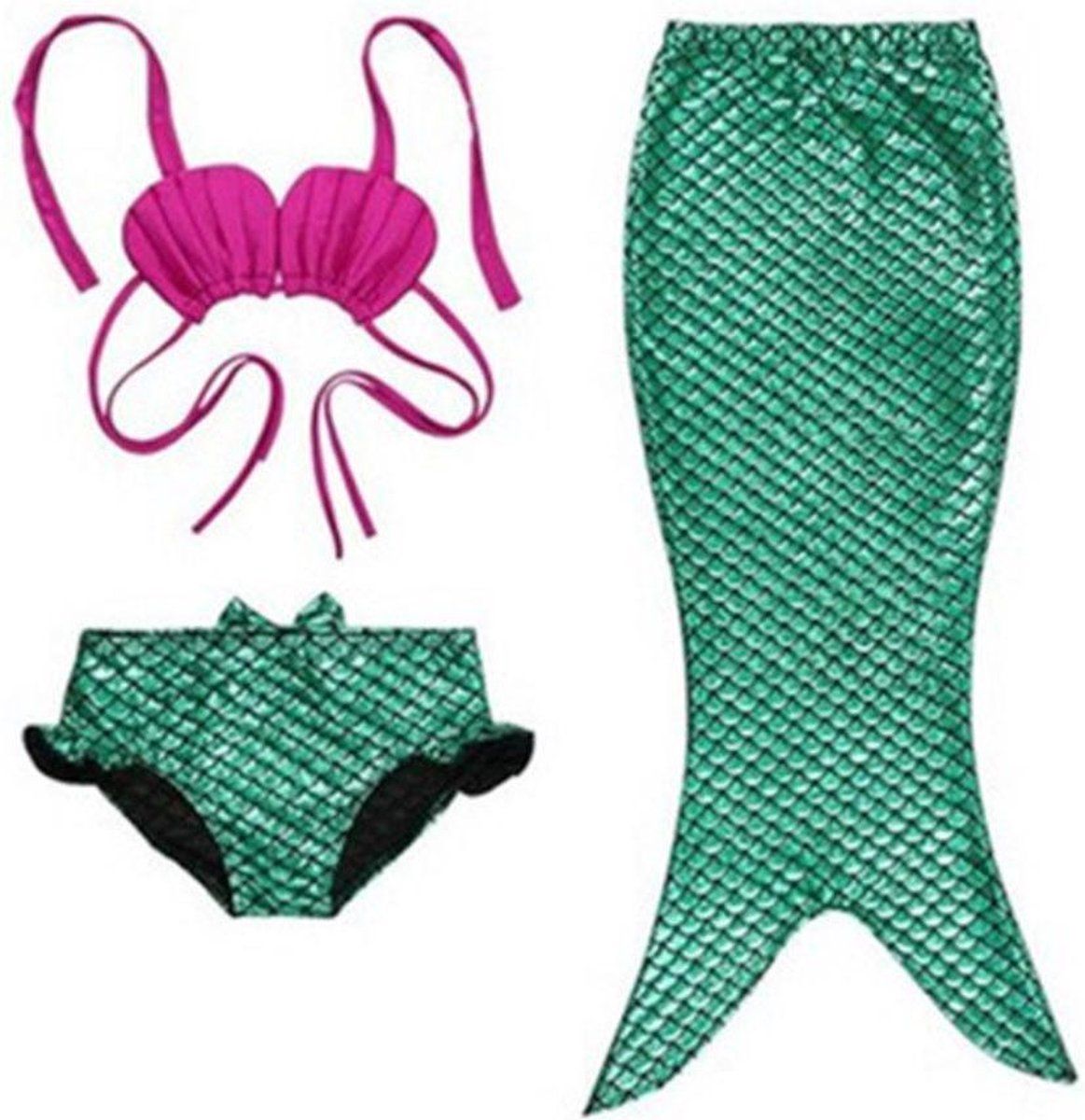 WiseGoods Prinses Ariel Zeemeermin Kostuum voor Meisjes - Kinderverkleedkleding - Groen - Maat 128-134