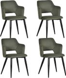 MEUBLE COSY Eetkamerstoelen - Set van 4 Scandinavische Stof & Metaal - Lichtgroen