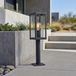 Lampadaire vintage, noir, aluminium avec aspect bois, E27, IP44, 50 cm