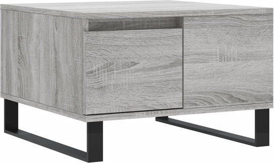 vidaXL Salontafel 55x55x36,5 cm bewerkt hout grijs sonoma eikenkleurig
