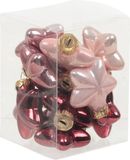 Othmar Decorations Kersthangers - 12x - sterretjes - rose - 4cm - mat/glans - Décoration de sapin de Noël