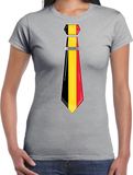 Bellatio Decorations Verkleed shirt voor dames - stropdas Belgie - grijs - supporter - themafeest XL