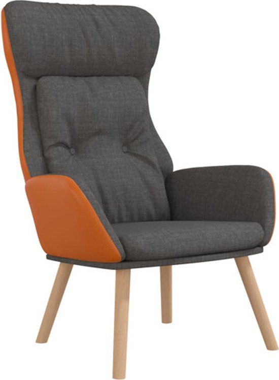 vidaXL Relaxstoel stof en PVC donkergrijs
