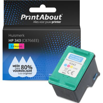 PrintAbout Huismerk HP 343 (C8766EE) Inktcartridge 3-kleuren