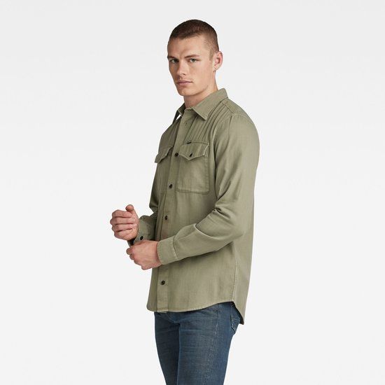 G-Star Marine Slim Shirt l/s - Heren - Groen - Katoen - Lente/Zomer 2024