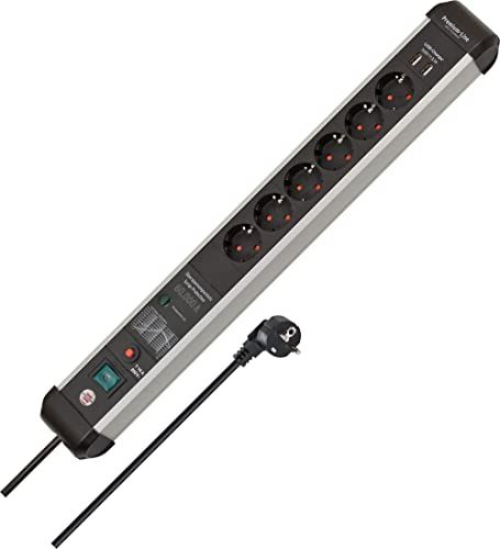 Brennenstuhl Premium ProtectLine stekkerdoos 6-voudig met USB en overspanningsbeveiliging (3 m)
