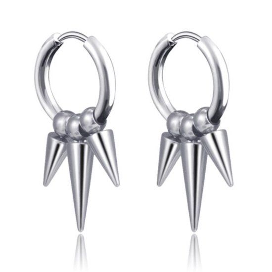 LGT JWLS Lookinggoodtoday Mannen oorringen zilverkleurig edelstaal met 3 pijlen hangers