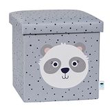 Love it Store it Kruk met opbergruimte - Zitkist van hoogwaardig stof - Comfortabel en extra stabiel - Grijs met panda - 35x35x35 cm