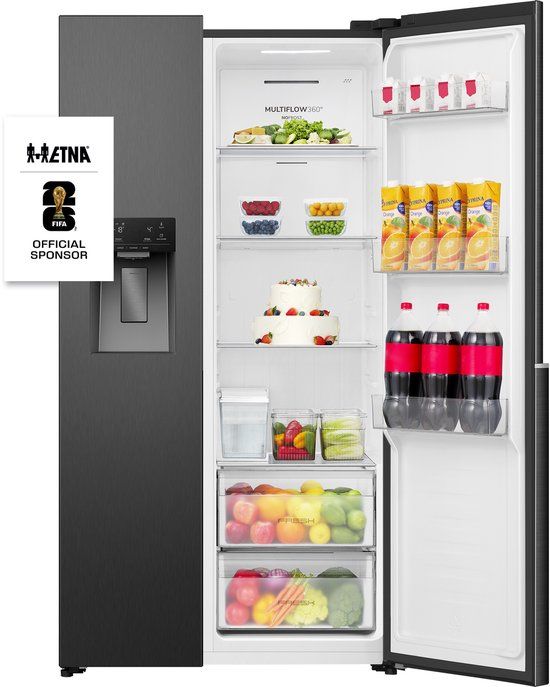 ETNA AKV5178IZWA Amerikaanse Koelkast | No-Frost | 178 cm | 528 liter | Zwart