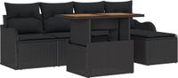 vidaXL Tuinbank Set Zwart Polyrattan