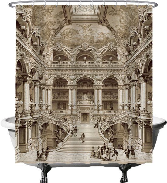 Ulticool Douchegordijn - Architectuur Elite Romeinse Bogen Geschiedenis - 180 x 200 cm - Sepia