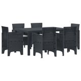 vidaXL Tuin Eettafel Set 7-delig Antraciet Polyrattan