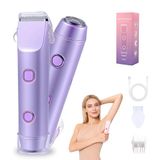 Carehabi Bikinitrimmer voor vrouwen, 2-in-1 elektrisch scheerapparaat en intiem scheerapparaat met brede keramische scheerkop, IPX7 waterdicht voor nat en droog scheren, type-C USB oplaadbaar (paars)