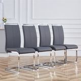 Lot de 4 chaises de salle à manger - Chaise simple et élégante structure en métal chromé doré dossier en similicuir PU - 42x54x100cm - Gris
