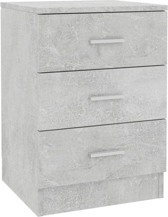 vidaXL Nachtkastje 38x35x56 cm bewerkt hout betongrijs