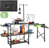 VEVOR Camping Keukentafel Opvouwbare Draagbare Kookstation Tafels Planken en Een Spoelbak