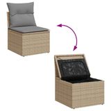vidaXL 11-delige Tuinset met Kussens, Polyrattan, Beige