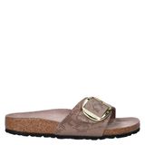 Birkenstock Madrid Big Buckle pantoffels van imitatieleer met dierenprint - taupe