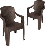 Garronda 2 Tuinstoelen Stapelbaar met Rotanlook GD-0254 Bruin