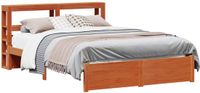 vidaXL Bedframe met hoofdeinde Wasbruin 120 x 200 cm Massief Vurenhout