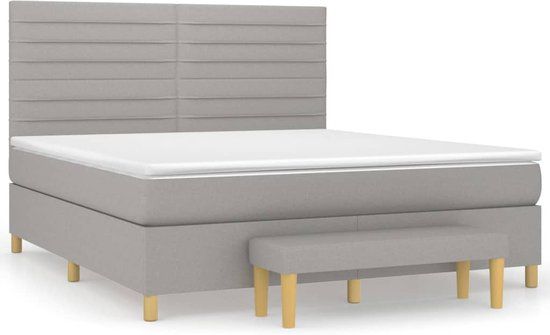 vidaXL Boxspring met matras stof lichtgrijs 180x200 cm