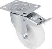 AMIG zwenkwiel/transportwiel - D100mm - met rem - nylon - 200kg draagvermogen - wit