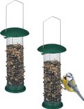 Relaxdays Voedersilo Vogels - Set van 2 - Hangend - Metaal - Groen/Zilver - 31 x 10 cm