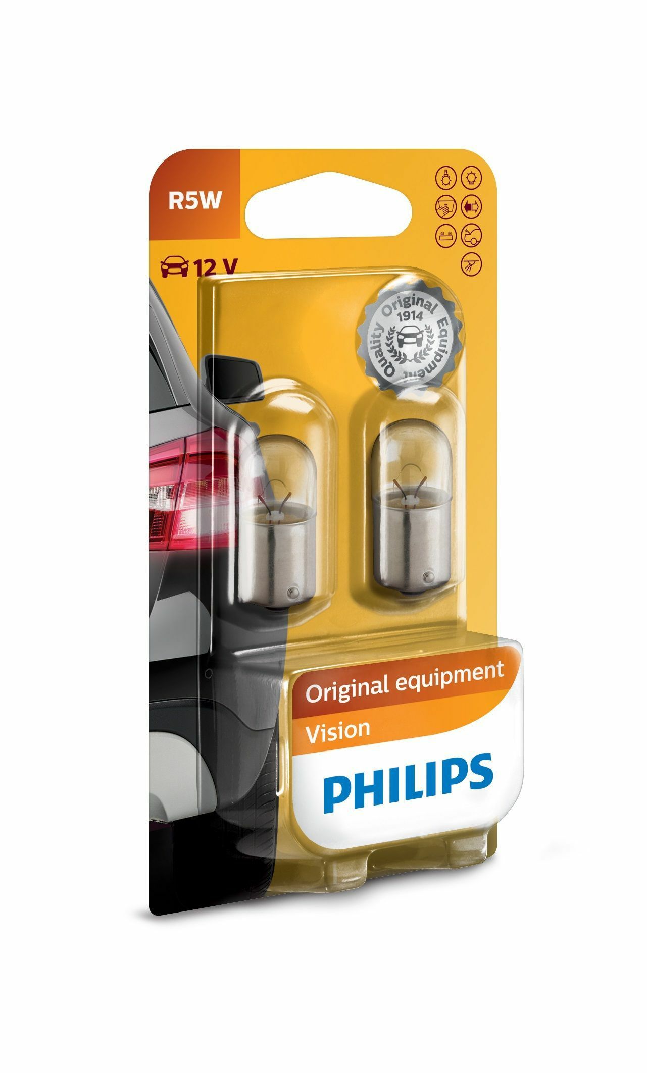 Philips Vision BA15s R5W - Halogeenlamp - 12V - Set van 2