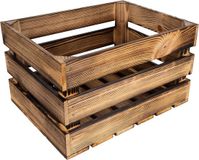 Creative Deco Houten krat decoratie fruitkisten | Gevlamd | 40 x 30 x 23 cm