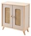 Théâtre de marionnettes Théâtre de marionnettes en bois aspect rotin - Porte-vêtements et trois compartiments - 54 x 49 x 24 cm