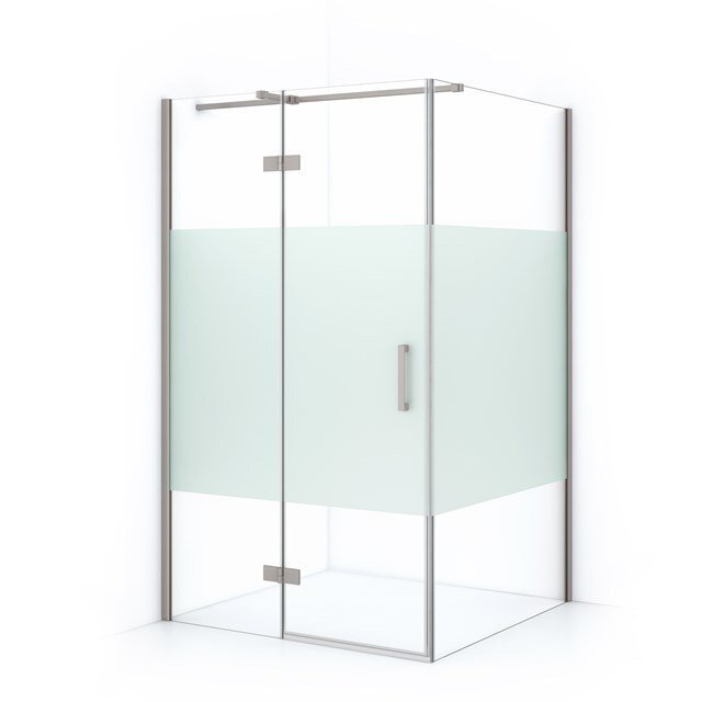 Maxaro Douchecabine Diamond 120x90cm 8mm Helder Veiligheidsglas met Matte Strook Geborsteld RVS