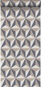 Origin Wallcoverings behang grafisch 3D motief vintage blauw en taupe - 347447 - 53 cm x 10,05 m