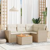 Maison Exclusive - Ensemble de meubles de jardin 5 pièces avec canapé et coussins, beige, en polyrotin