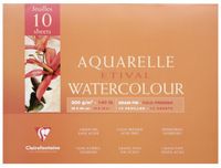 Clairefontaine 96573C Vierzijdig Gelijmd Blok Etival - 10 Vellen Wit Aquarelpapier 100% Cellulose Fijne Korrel Studiekwaliteit 36x48 cm 300g