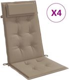 vidaXL Stoelkussens met hoge rugleuning, 4 stuks, taupe, Oxford-stof