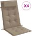 vidaXL Stoelkussens met hoge rugleuning, 4 stuks, taupe, Oxford-stof