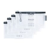 Grafoplas 4-pack zakken met ritssluiting van transparant EVA-rubber, zwarte ritssluiting, ideaal voor het vervoer en bescherming van alle soorten kleine voorwerpen, cheques of waardebonnen