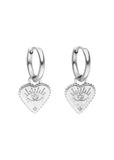PURELEI Boucles d'oreilles Bright Heart Argent Acier inoxydable Femme 18 carats Zirconium Cœur Anneaux d'oreilles