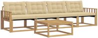 vidaXL Bank loungeset 4 zitplaatsen Acacia hout Wit en Beige