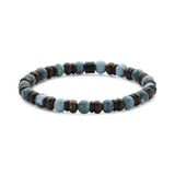 Frank 1967 7FB-0834 Heren Armband Kralenarmband 6 mm Blauwe Apatiet Zwartkleurig