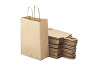 Set van 50 bruine boodschappentassen van kraftpapier met handgrepen, 20 x 10 x 29,2 cm, boodschappentas/geschenkverpakking voor verjaardag, Kerstmis, bruiloft.