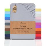 NatureMark Jersey hoeslaken, 100% katoen, Öko-Tex-standaard 100, Zilvergrijs, 180x200-200x200 cm