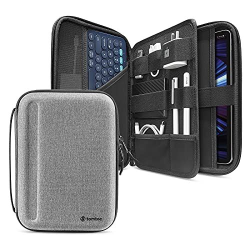 tomtoc Hoes tas voor 11" iPad Pro (1, 2e en 3e generatie) 2018-2021, 10,9" iPad Air 4, 10,2" iPad 9, Samsung Galaxy Tab, Tablet Accessoires Beschermhoes voor Logitech K380 toetsenbord, Power Adapter